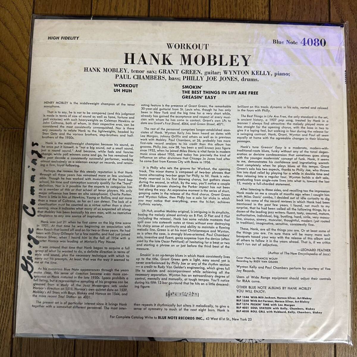 【LP】RVG Hank Mobley Work Out BLP4080 NYの画像4