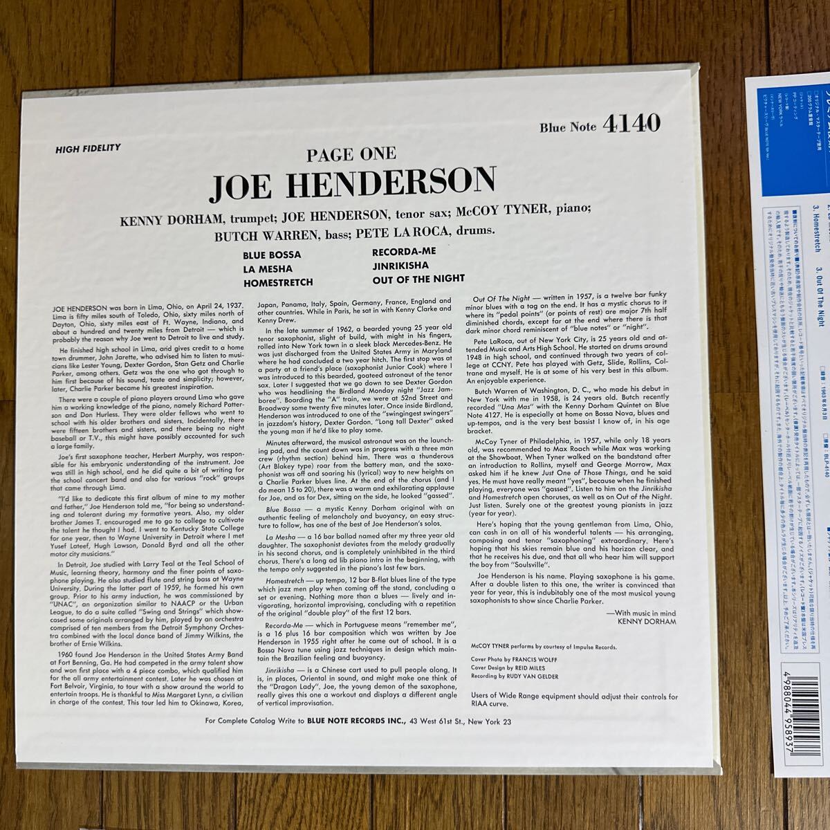 【LP】BLUE NOTE プレミアム復刻シリーズ　JOE HENDERSON / PAGE ONE BLP4140_画像4