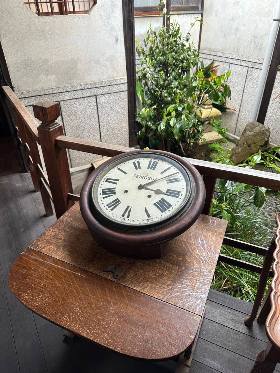 昭和レトロ 当時物  精工舎 SEIKOSHA 丸型 ボンボン時計 振り子時計 ゼンマイ式 壁掛け時計 オブジェ ジャンク 売り切り!の画像2