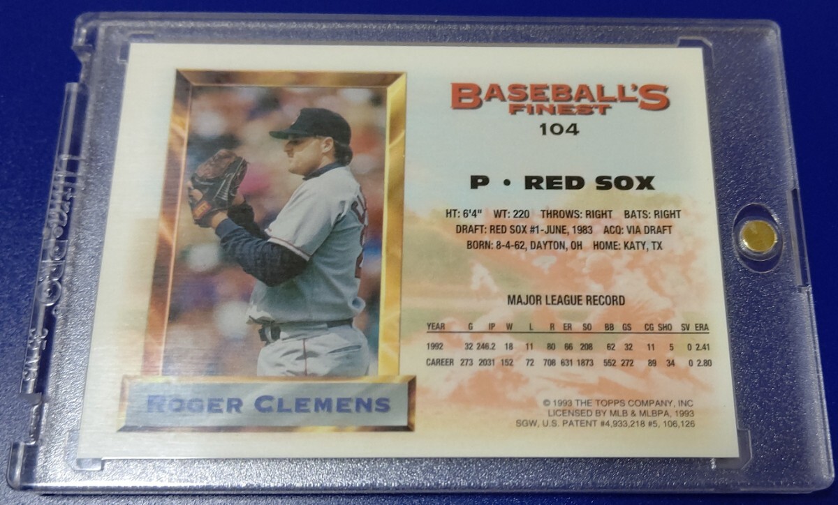 1993 Topps Finest refractor Roger Clemens ロジャー クレメンス リフラクター レア_画像2