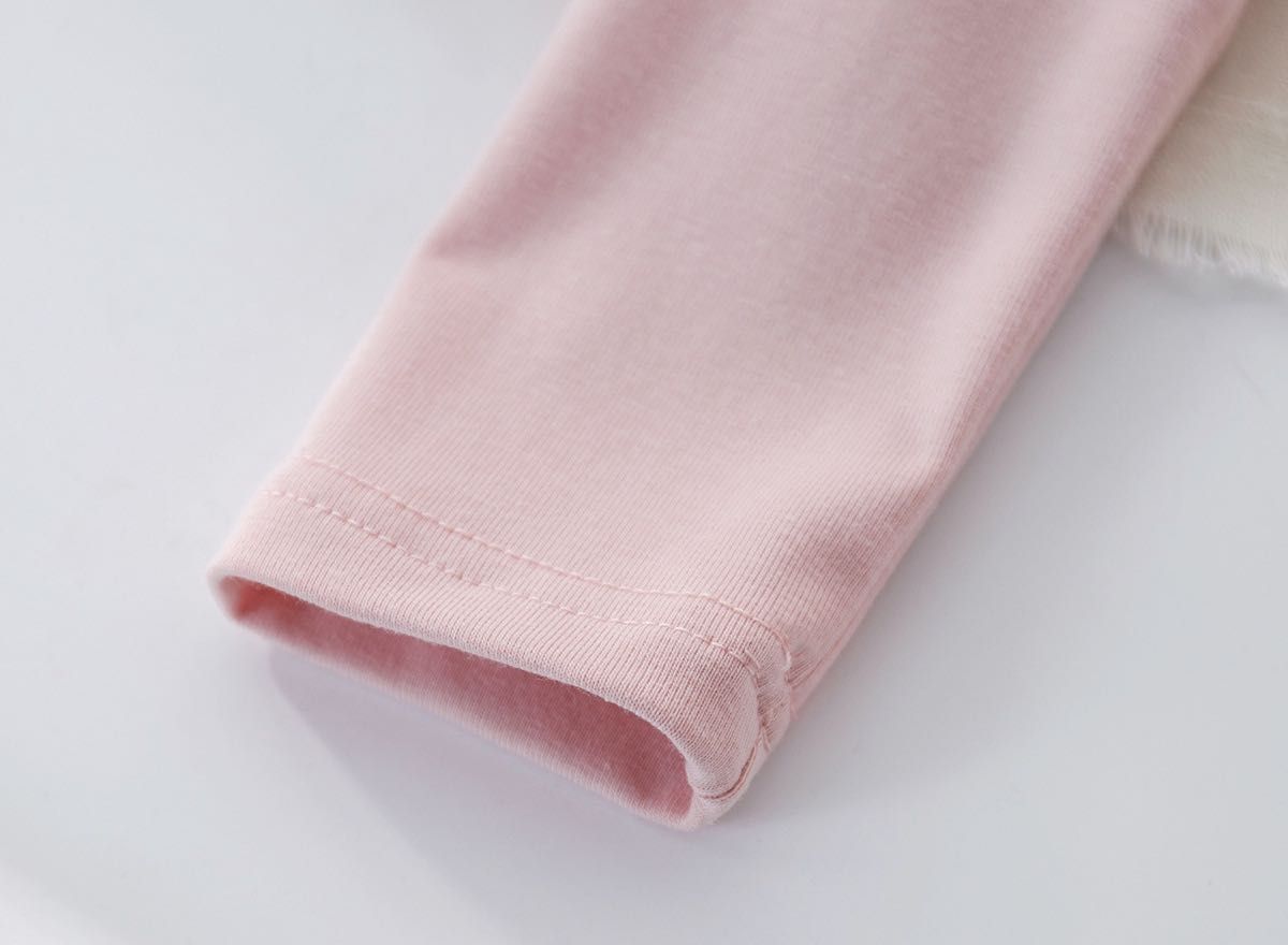 130 女の子 キッズ　トップス　フリル　レース　Tシャツ 春　ピンク