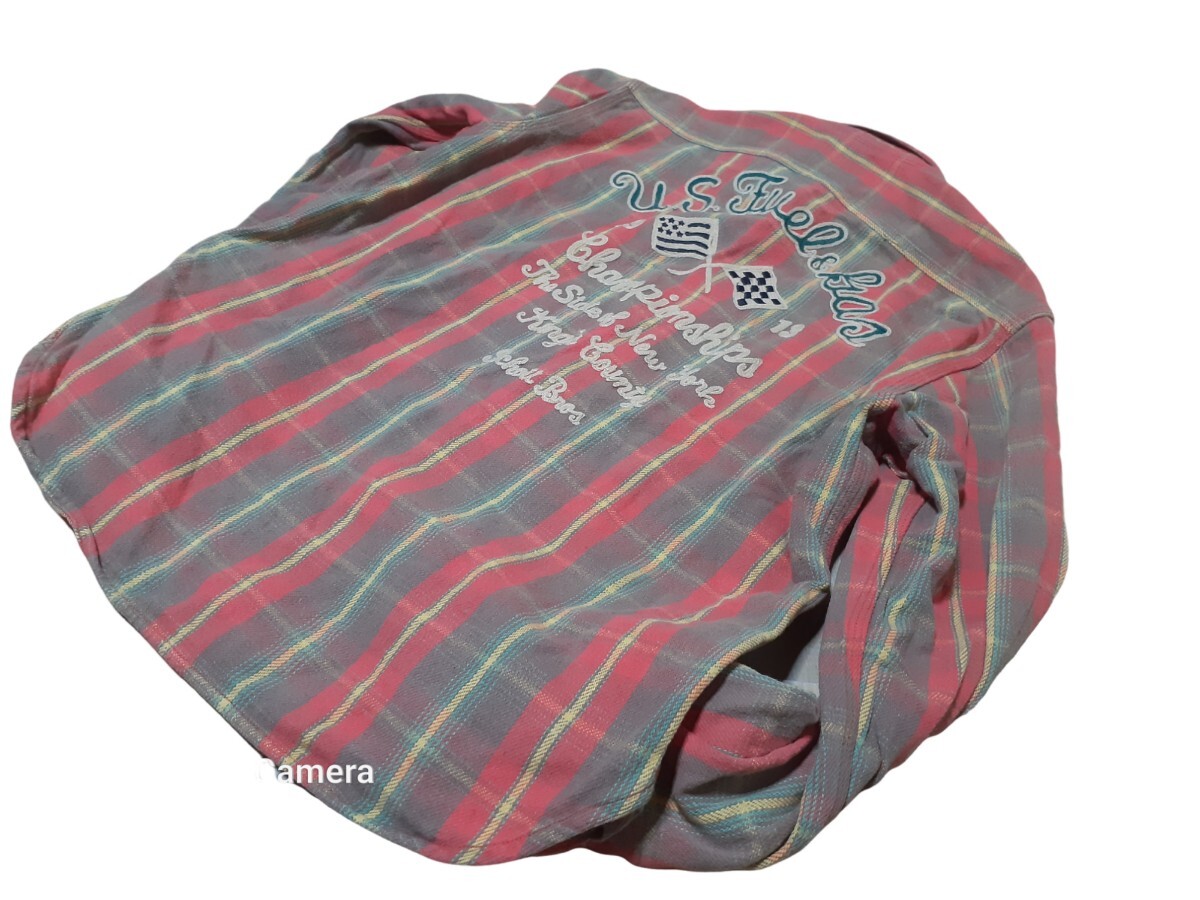 RANCHER by Schott ショット チェック ネルシャツ ワークシャツ 刺繍 長袖 コットン メンズ (Lの画像2