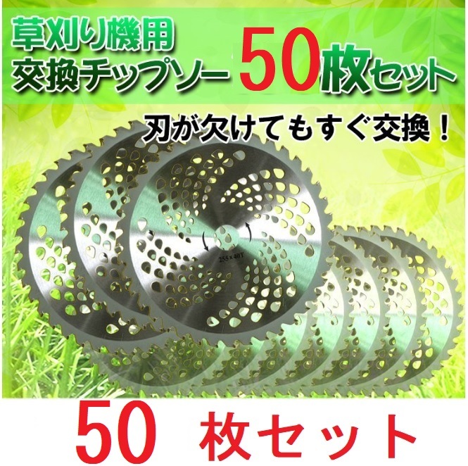 チップソー 50枚 セット 替刃 交換 刃こぼれ 刃毀れ 欠け 摩耗 軽い 軽量 草刈機 草刈り機 255mm 25.4mm 40T 刃数_画像1