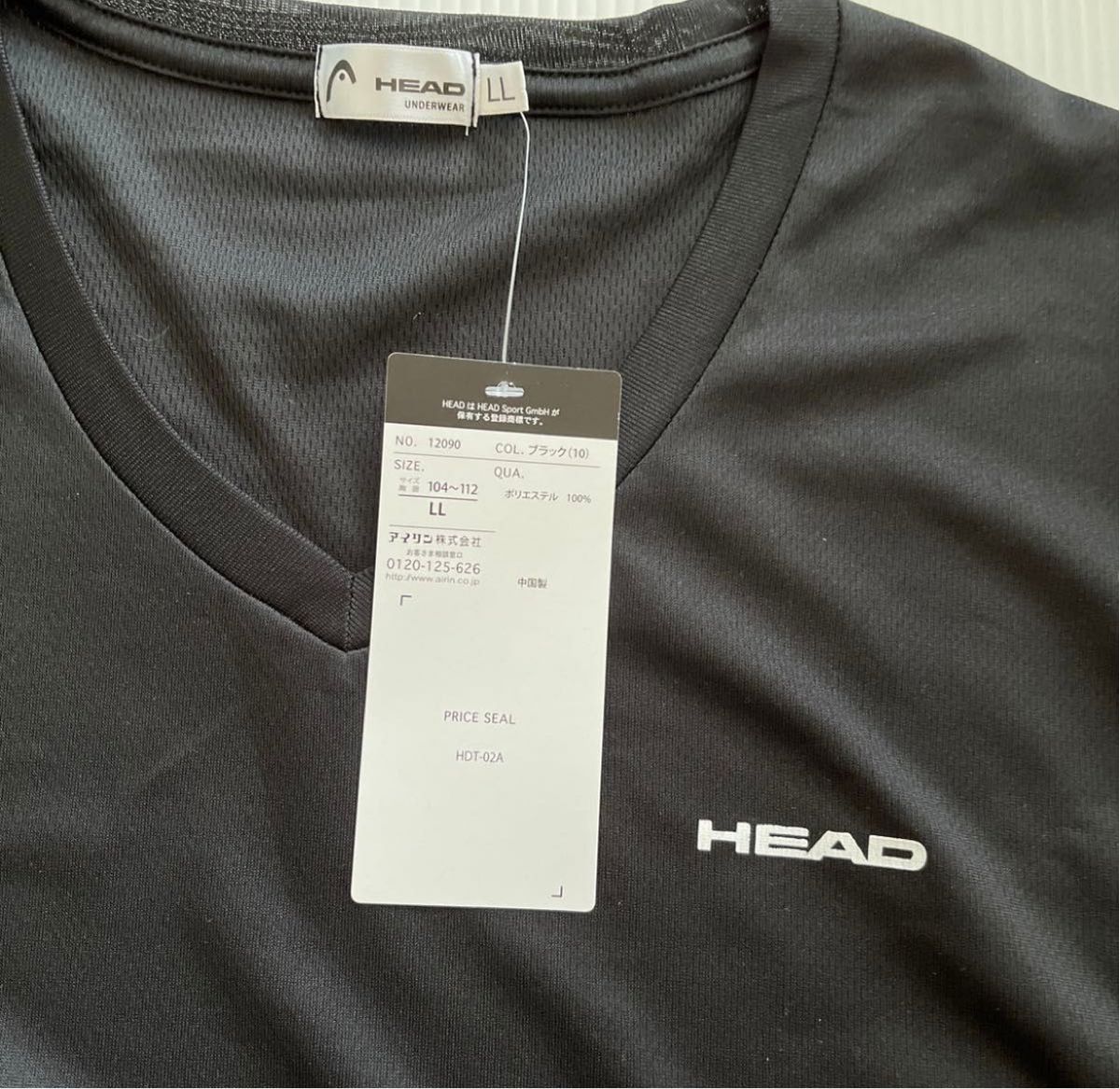HEAD Tシャツ　半袖　LLサイズ　2枚セット　Vネック　白　黒　新品　アンダーウェア