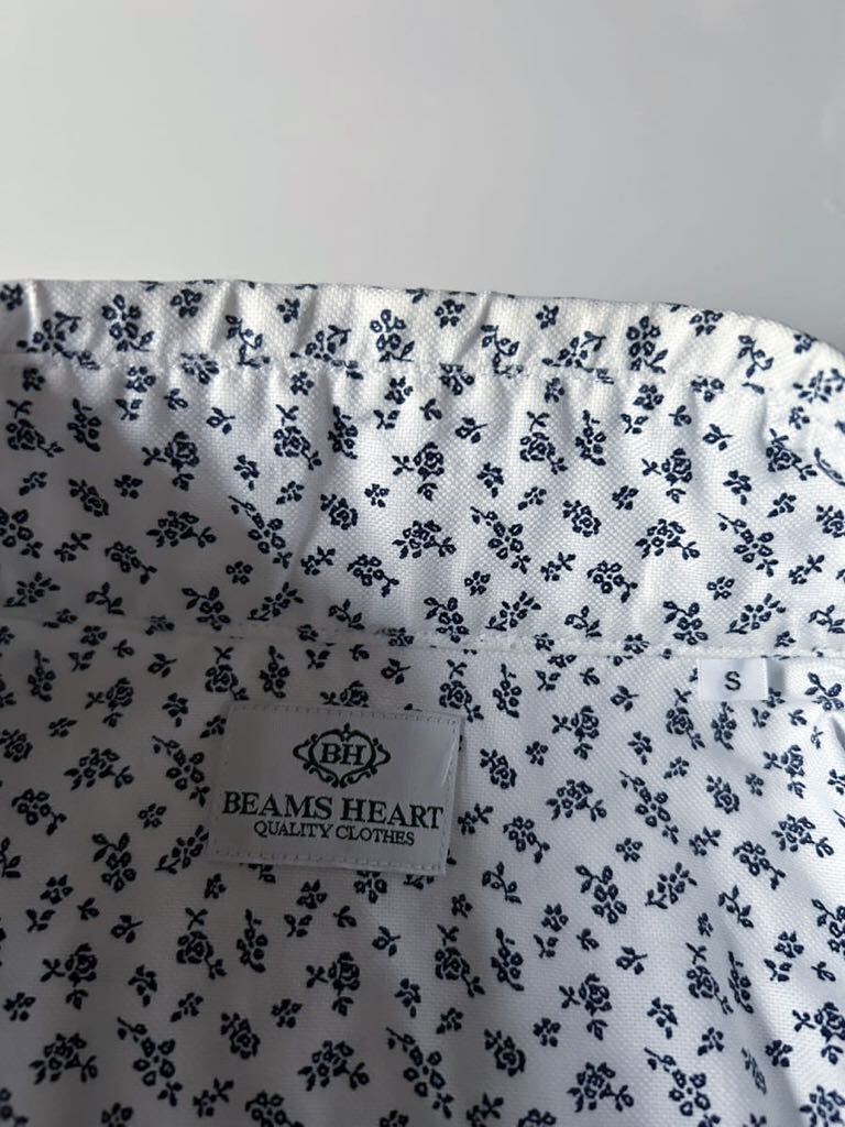 【試着程度】BEAMS/ビームス ボタニカル コットン カッタウェイカラードレスシャツS_画像3