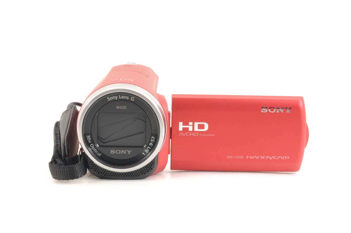 美品 動作品 ソニー SONY HANDYCAM HDR-CX680 赤 レッド ハンディカム デジタルビデオカメラ 箱 取説 充電ケーブル付 管GG2903の画像2