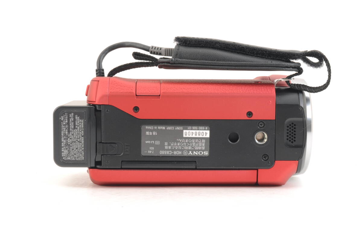 美品 動作品 ソニー SONY HANDYCAM HDR-CX680 赤 レッド ハンディカム デジタルビデオカメラ 箱 取説 充電ケーブル付 管GG2903の画像6
