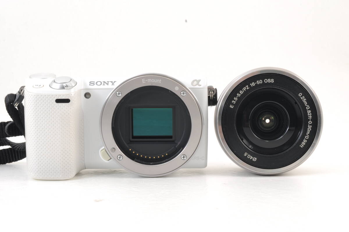 動作品 ソニー SONY α NEX-5T レンズ 16-50mm f3.5-5.6 PZ OSS SELP1650 白 ホワイト ミラーレス一眼カメラ 管GG2938_画像2