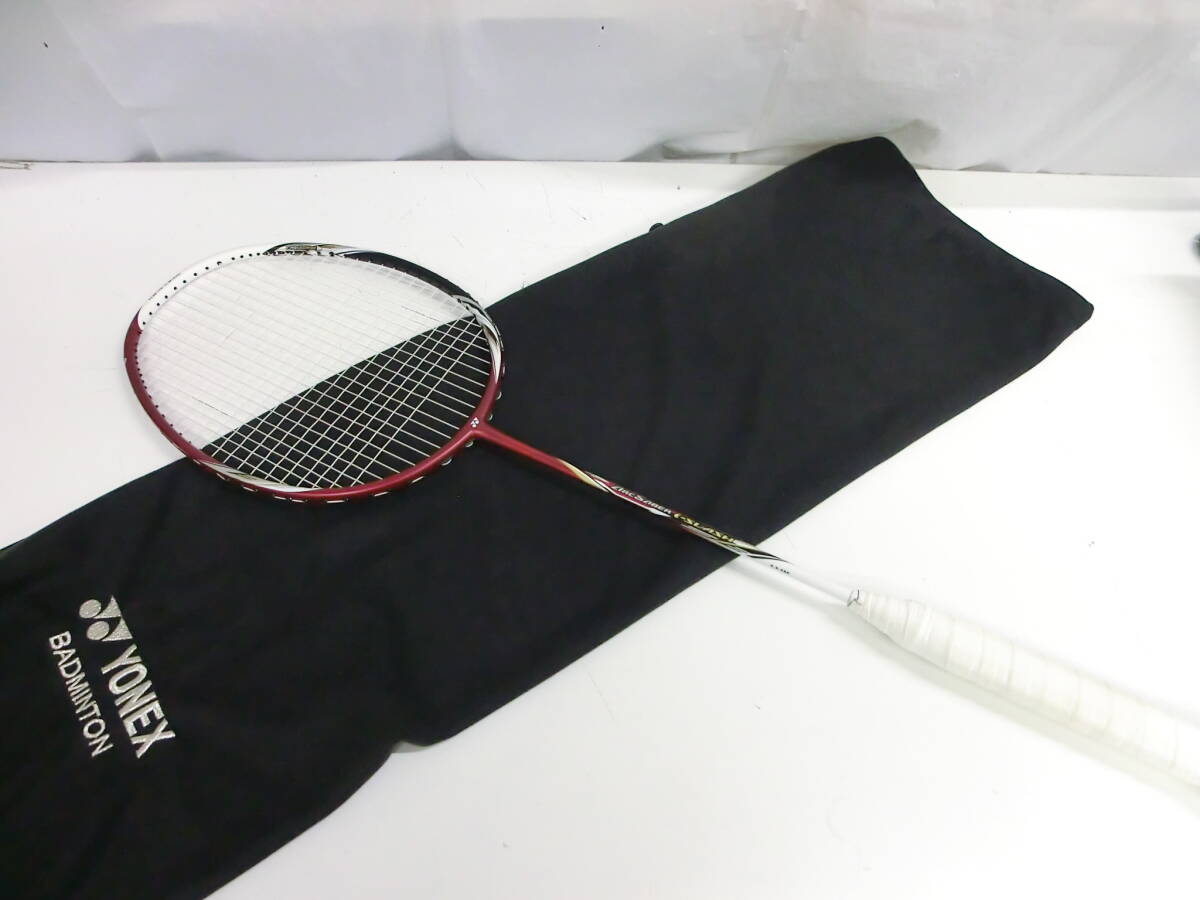 スポーツ祭 1円～ ヨネックス アークセイバー アイスラッシュ バドミントン ラケット 布ケース付 YONEX ARCSABER i-SLASH 使用品 部活の画像1