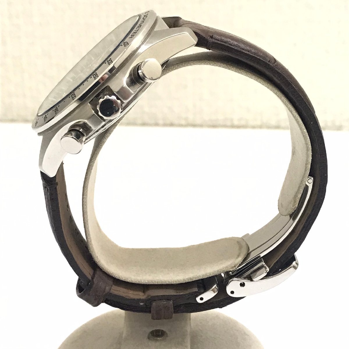 中古品 稼働品 セイコー SEIKO 腕時計 スピリット クロノグラフ 8T63-00D0 グリーン文字盤 デイト付き クオーツ 電池式 質屋出品の画像5