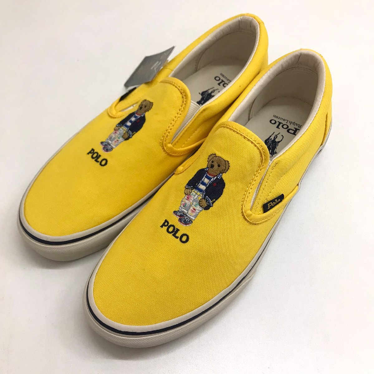 未使用品 POLO RALPH LAUREN ポロラルフローレン 靴 スリッポン 黄色 白 ベアー サイズ42 27.5cm 質屋出品の画像1