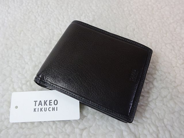 【新品/本物】TAKEO KIKUCHI（タケオキクチ）二つ折財布/黒 ￥14,300-☆★☆_画像1