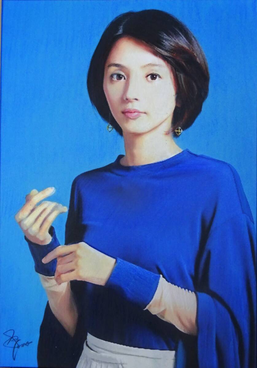 『作品4016』S.Tomo氏直筆色鉛筆画 超美品 美人画 新品額装