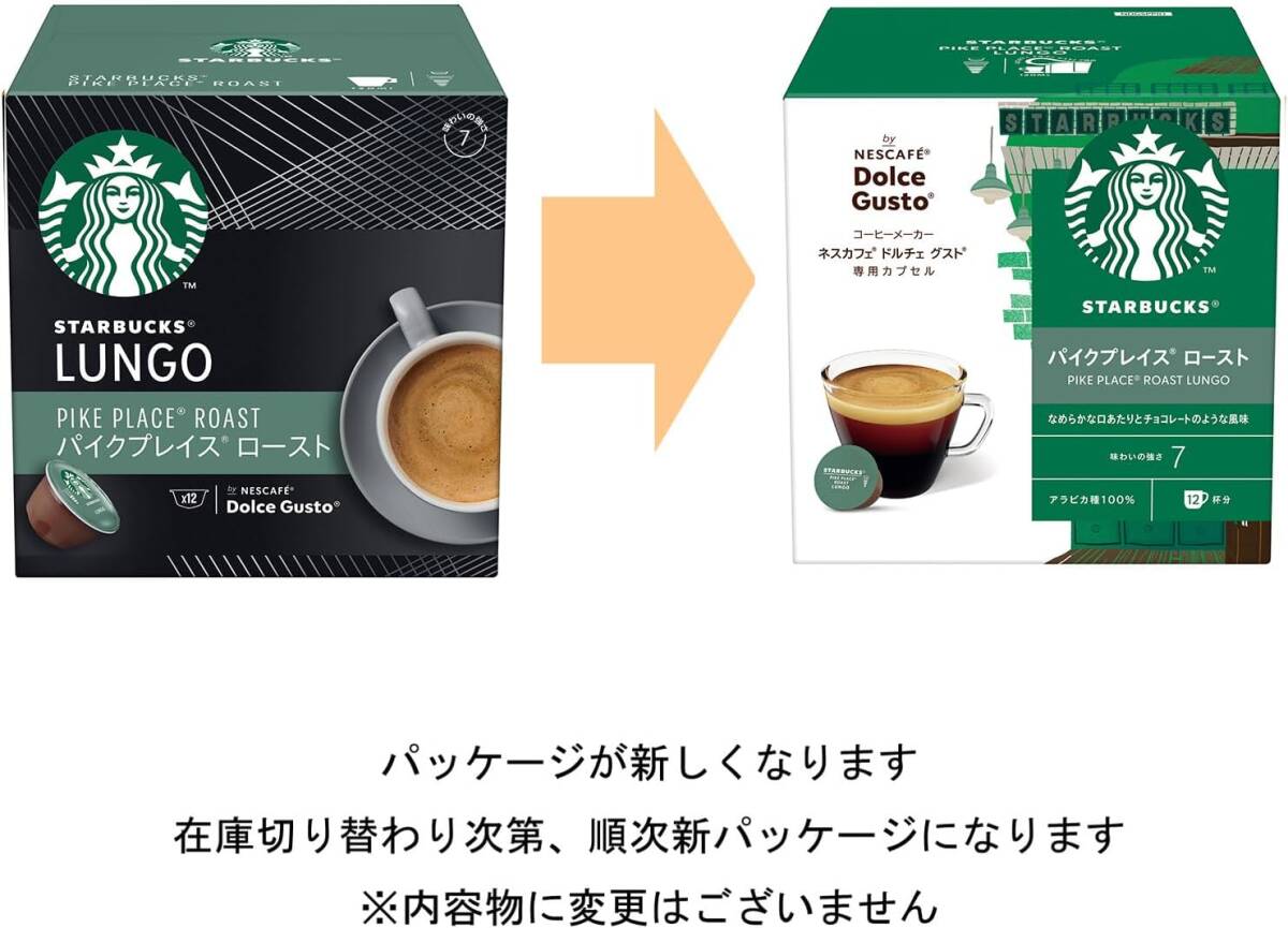 36杯分 スターバックス パイクプレイス ロースト ネスカフェ ドルチェ グスト 専用カプセル 12P×3箱【 レギュラー コーヒ_画像2