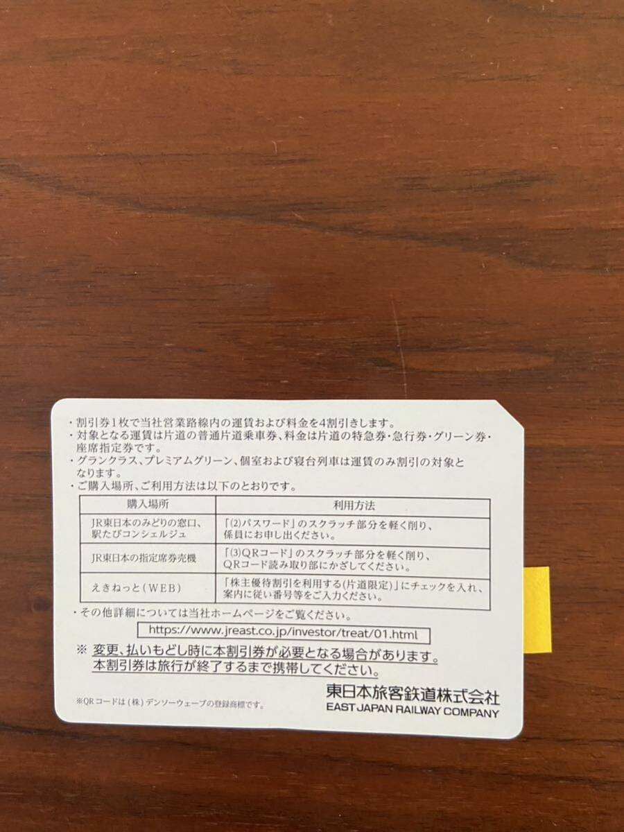 送料無料　株主優待券　一枚　JR東日本 有効期限 2024年6月30日_画像2