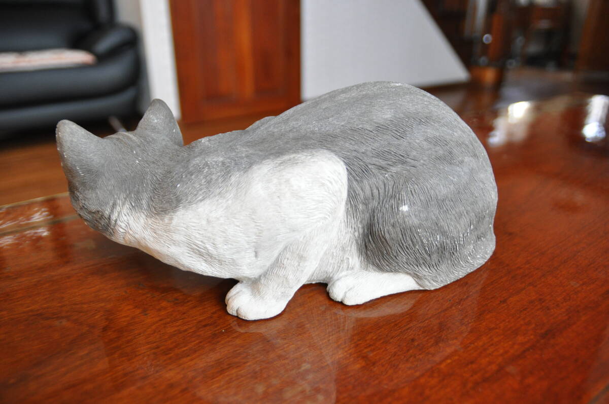 サンディキャスト 猫の置物 陶器 アンティーク 222GRAY CAT(LARGE)の画像3