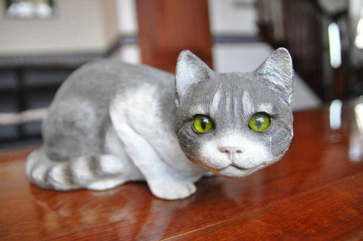 サンディキャスト 猫の置物 陶器 アンティーク 222GRAY CAT(LARGE)の画像6