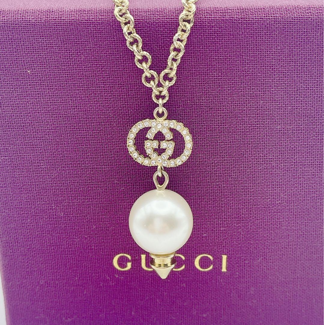 極美品】希少 GUCCI ネックレス パール ゴールド ロング 極美品】希少 GUCCI ネックレス パール ゴールド ロング