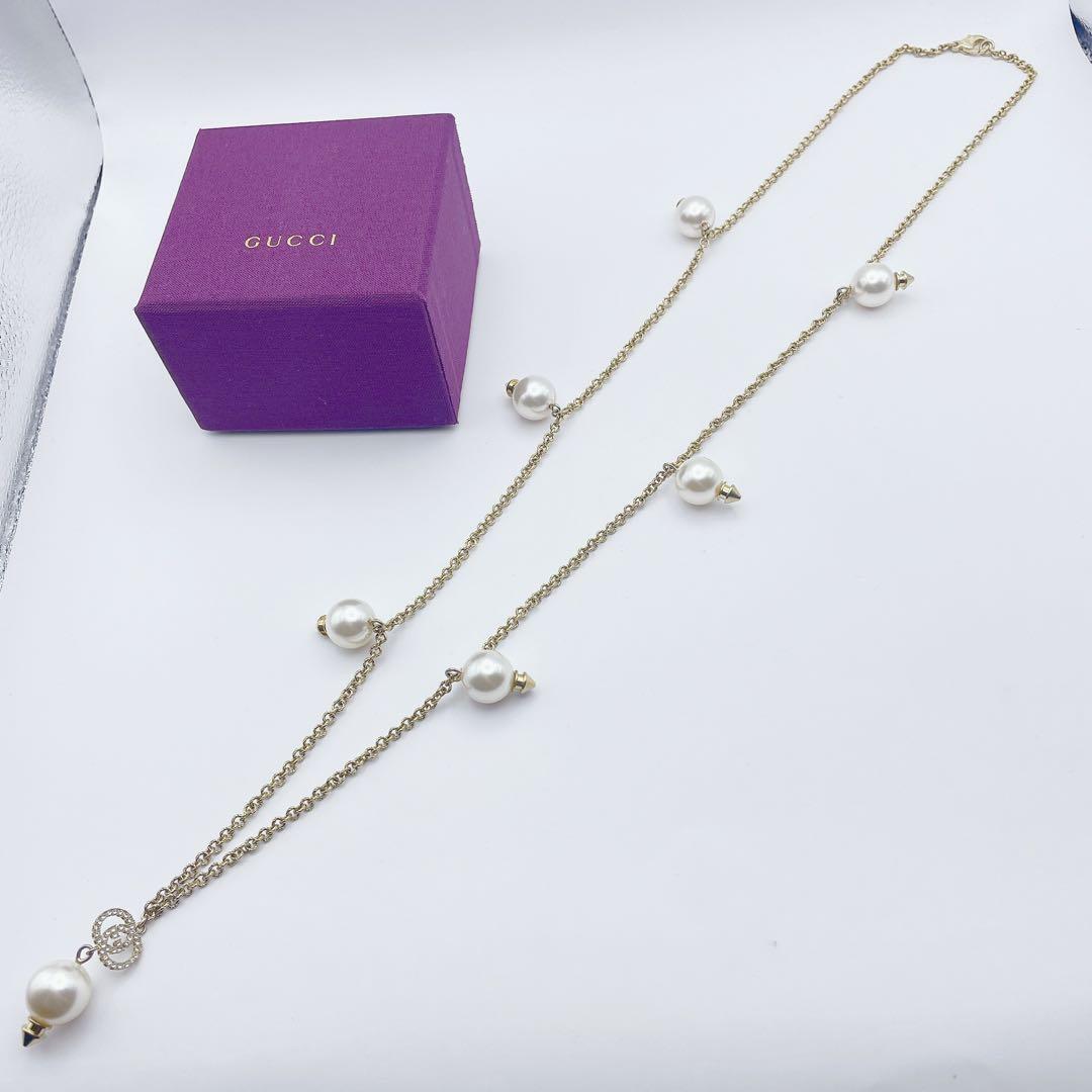 極美品】希少 GUCCI ネックレス パール ゴールド ロング 極美品】希少 GUCCI ネックレス パール ゴールド ロング