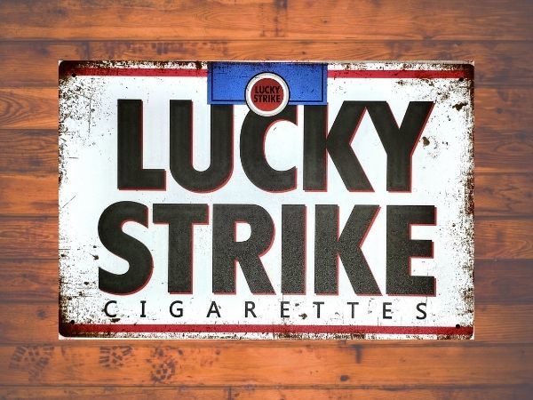 ブリキ看板 LUCKY STRIKE ラッキーストライク 119 メタルプレート DIY インテリア たばこ シガー アメリカン雑貨 レトロ風 世田谷ベースの画像2