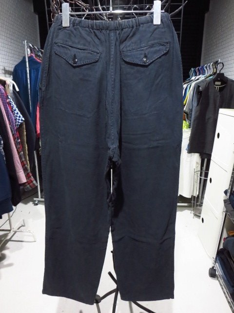 COMOLI コモリ 21AW (U03-03017) シルク ネル ドローストリング パンツ FADE NAVY 2 定価52800円_画像3