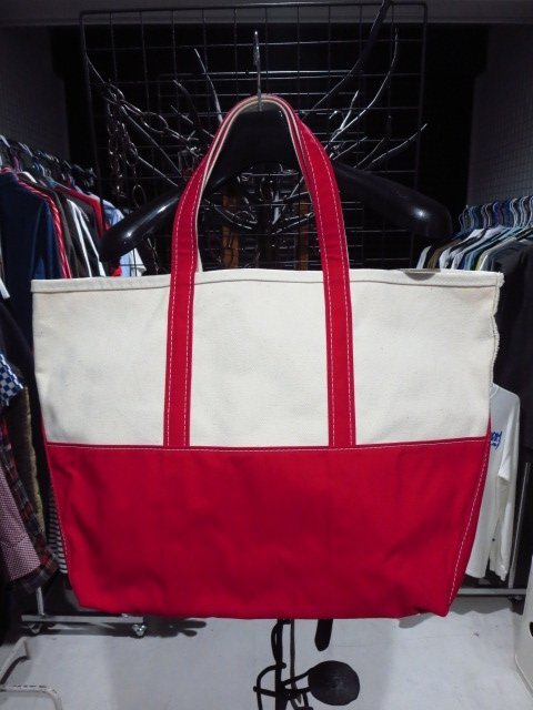L.L.Bean エル エル ビーン × BEAMS ビームス DEEP BOTTOM BOAT & TOTE BAG 別注 キャンバス トート バッグ BAG 赤 ナチュラル