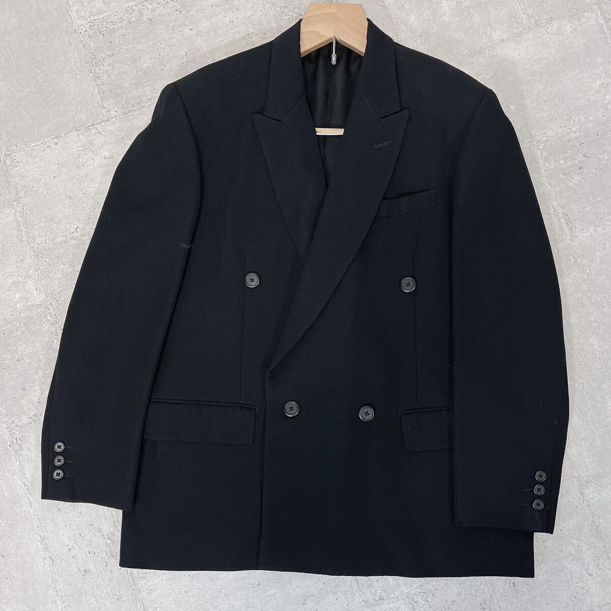 保管品相当 Yohji Yamamoto Y's for men ヨウジヤマモト ワイズフォーメン セットアップ スーツ ダブル ウール ギャバジン 黒 90s MP-101