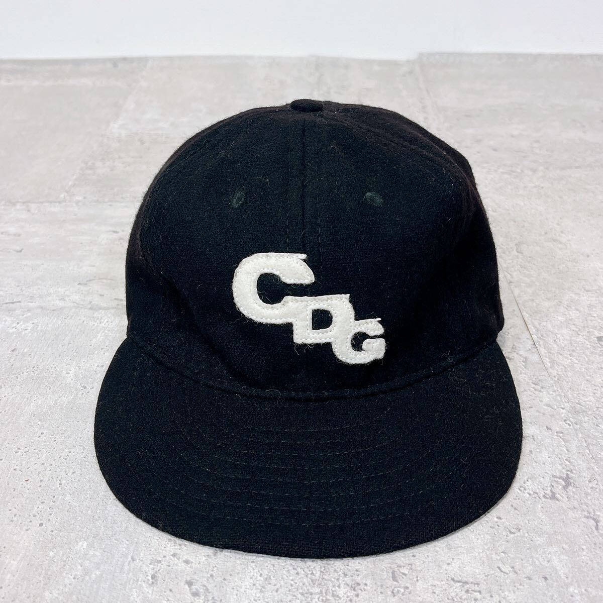 美品 COMME des GARCONS ベースボールキャップ アメリカ製 GDC Ebbets Field Flannels エベッツ別注 コムデギャルソン 帽子 黒