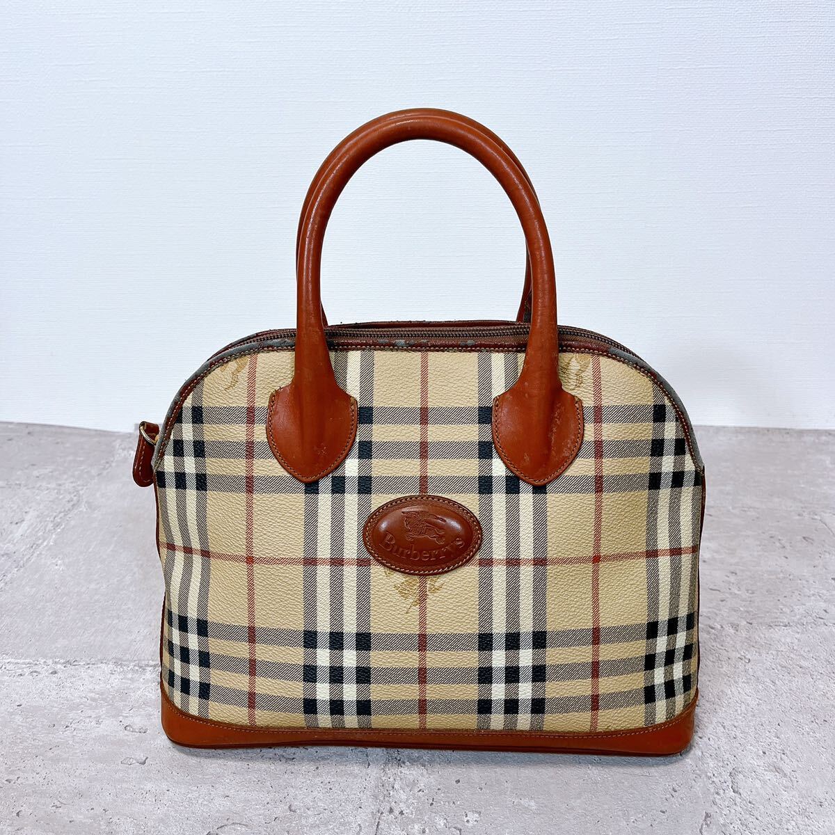 Burberrys Burberry ручная сумочка Vintage noba проверка PVC тень шланг оттенок бежевого 