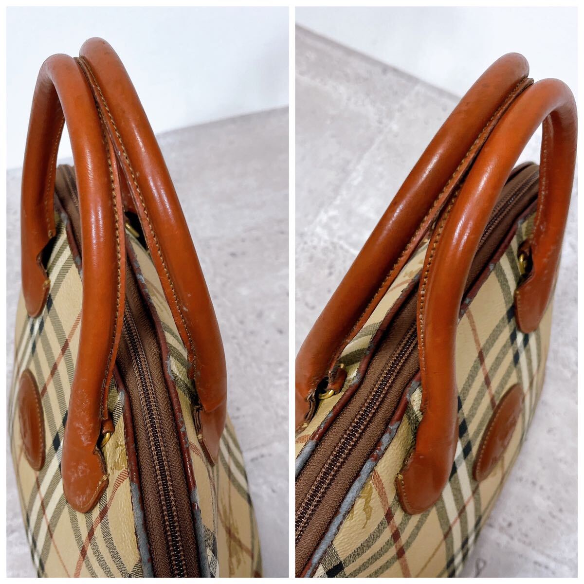 Burberrys Burberry ручная сумочка Vintage noba проверка PVC тень шланг оттенок бежевого 