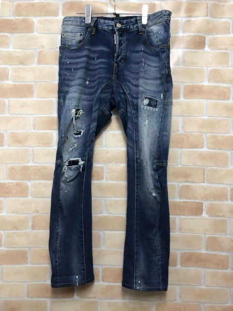 DSQUARED2 ディースクエアード ダメージジーンズ ペイント加工 ブルー 48 111385167＃4