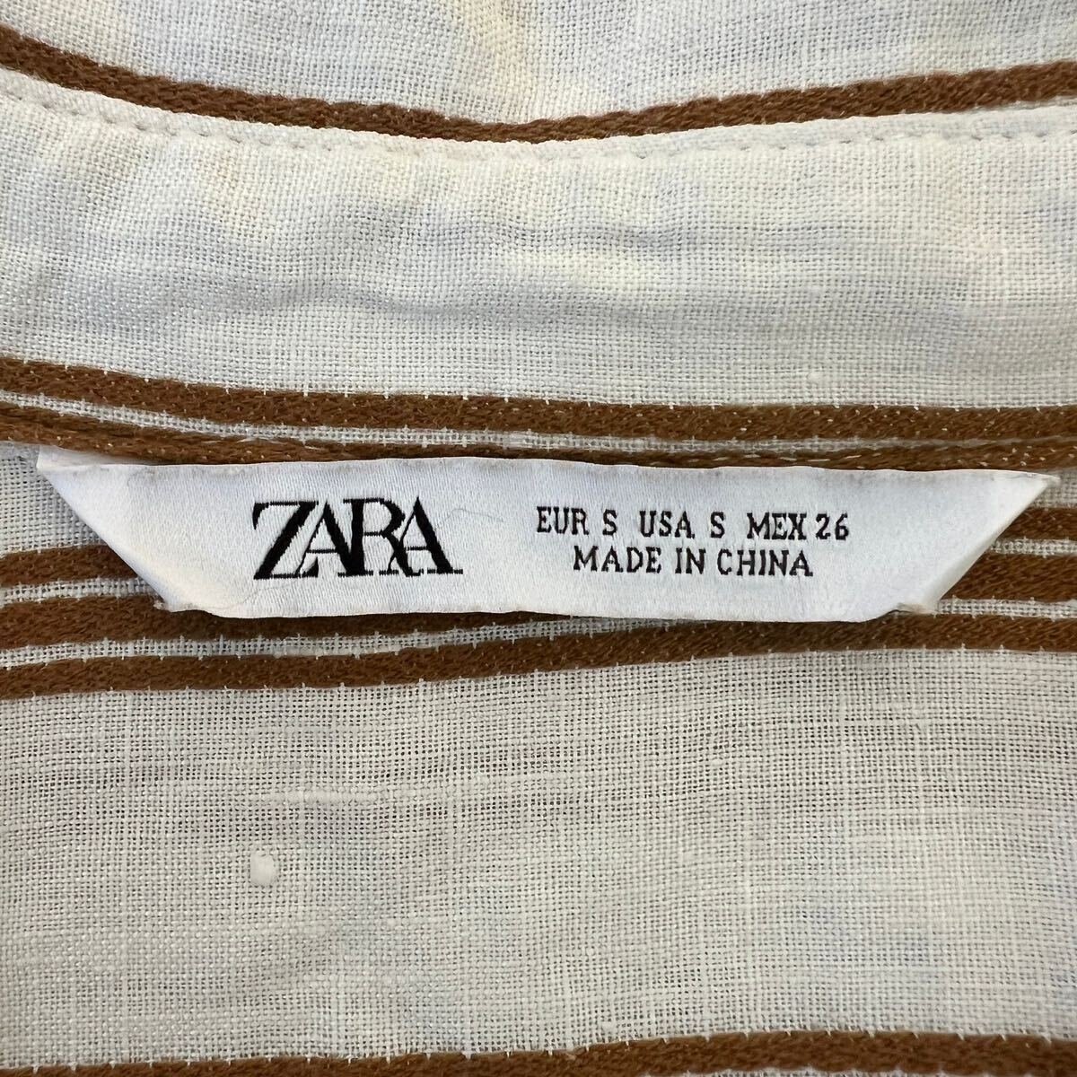 ザラ ZARA 2way 羽織っても◎ リネンコットン ストライプ シャツワンピース ロングワンピース ゆゆったり 体型カバーの画像6