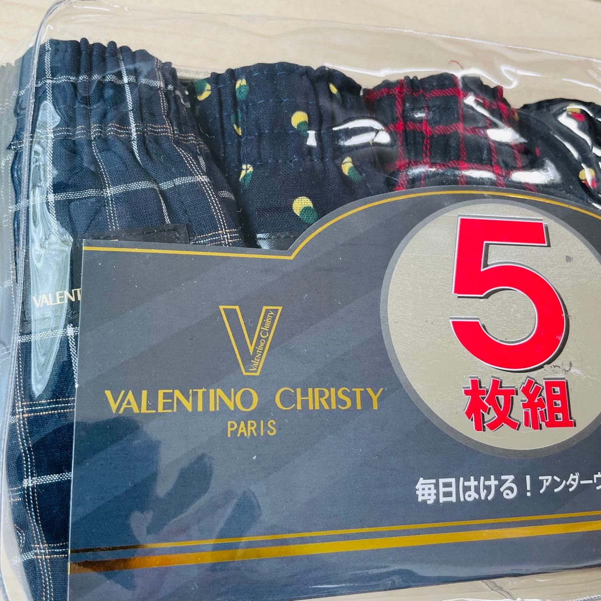 VALENTINO CHRISTY（バレンチノクリスティ）トランクス　5枚組　前開き　ジョギングタイプ　ボタン付き　底マチ付き13