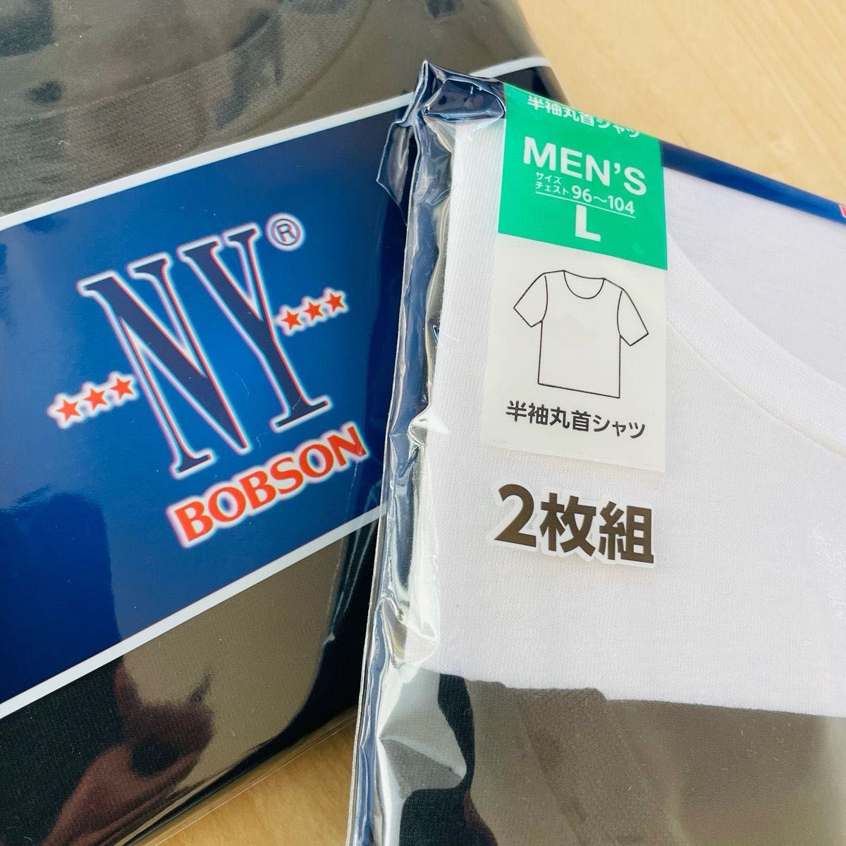 NY BOBSON  ボブソン　メンズインナー　半袖丸首シャツ　4枚組　Lサイズ　シンプル　送料込み