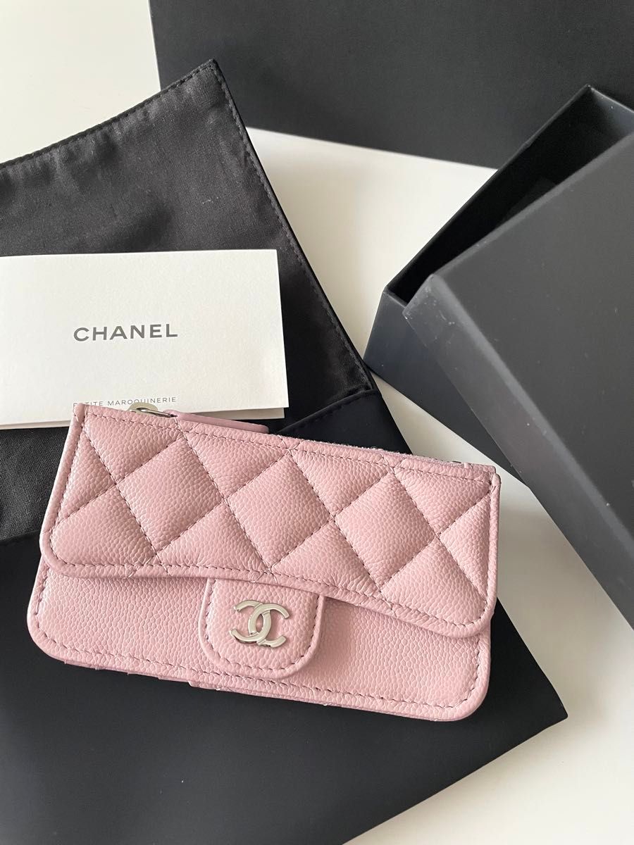 CHANEL シャネル フラグメントケース ピンク キャビアスキン CHANEL シャネル フラグメントケース ピンク キャビアスキン