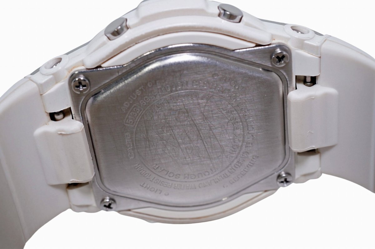 1円 CASIO カシオ 腕時計 ベビージー BGA-1100GR 電波ソーラー マルチバンド6 10気圧防水 レディース ホワイト 中古良品の画像5
