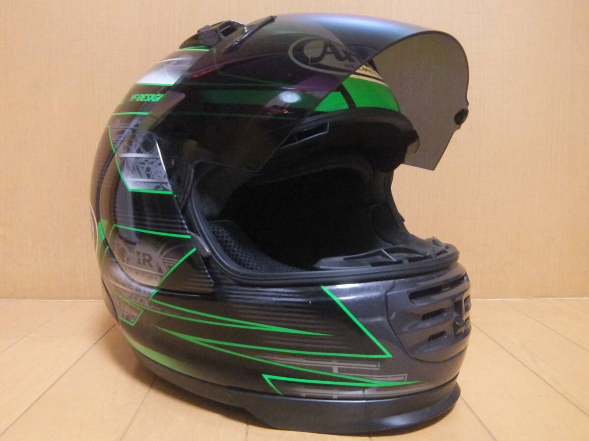 中古 Arai アライ ラパイドIR クロノス RAPIDE-IR CHRONUS グリーン サイズXL(61・62) フルフェイスヘルメット ブルーミラーシールド交換_画像10