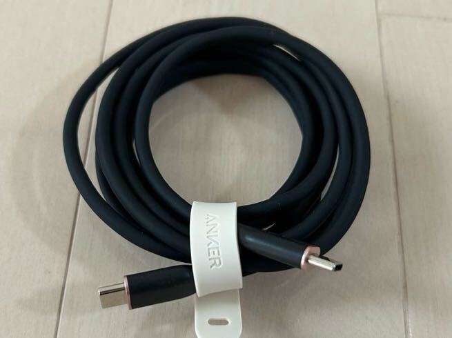 【美品】Anker PowerLine III Flow USB-C & USB-C ケーブル／絡まないケーブル／PD対応／1.8m／ミッドナイトブラックの画像1