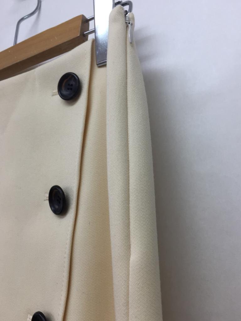 【送料込】 NOBLE ノーブル スカート アイボリー 無地 ウール混 ラップ風 ボタンデザイン ロングスカート タイト 日本製 size38 M/958782_画像5
