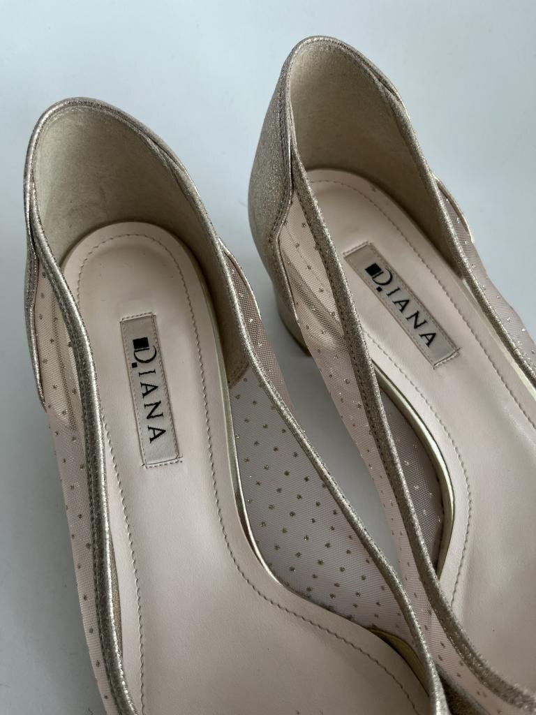 [ включая доставку ]DIANA Diana обувь 25.0cm 25 Gold каблук 4cmpo Inte dotu точка рисунок chu-ru сделано в Японии сверху товар женский s6437383
