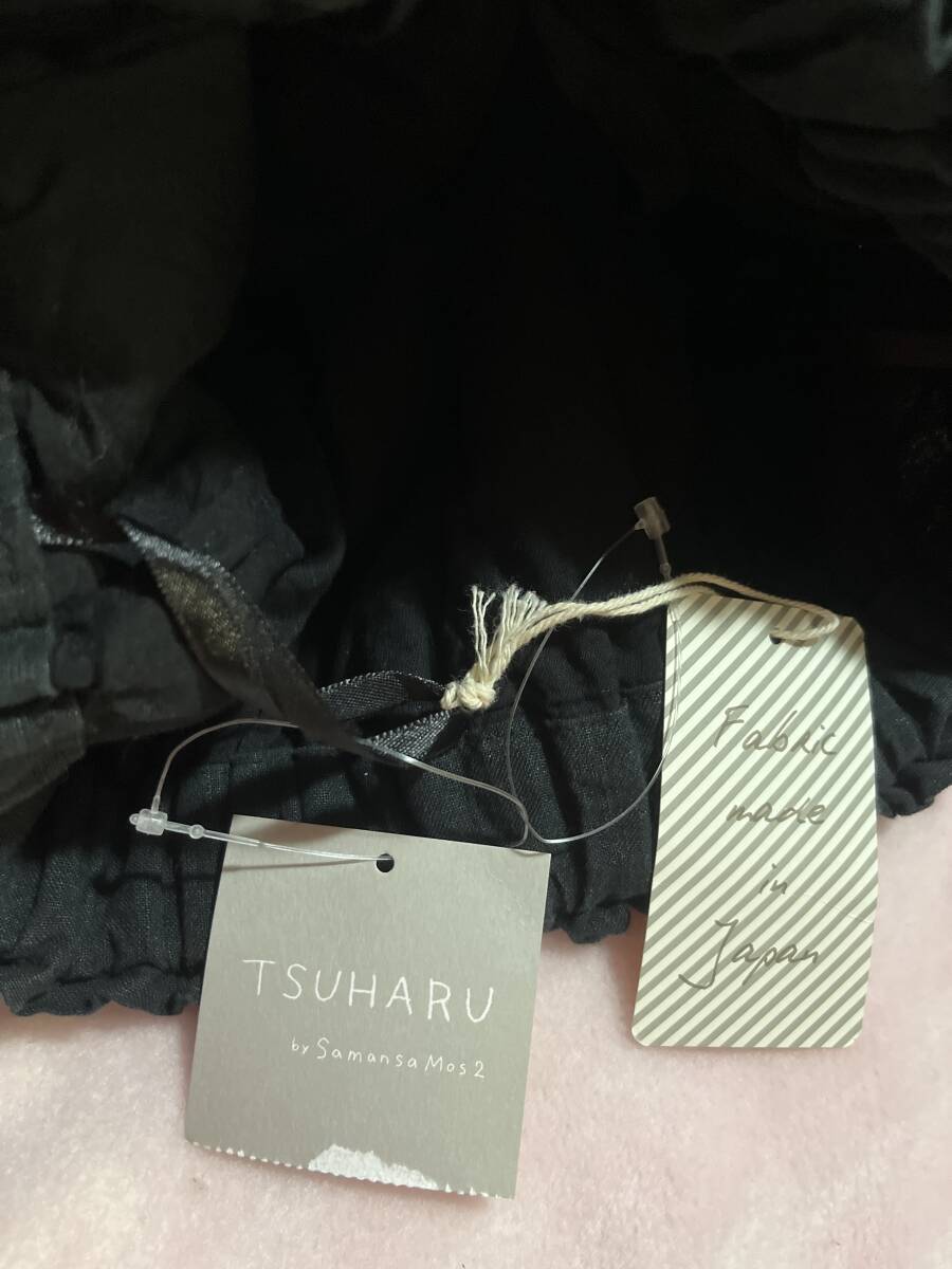 TSUHARU by Samansa Mos2 ツハル　今期　　リネン裾シフォンフリルパンツ　黒色　新品未使用　完売品　麻100%_画像5