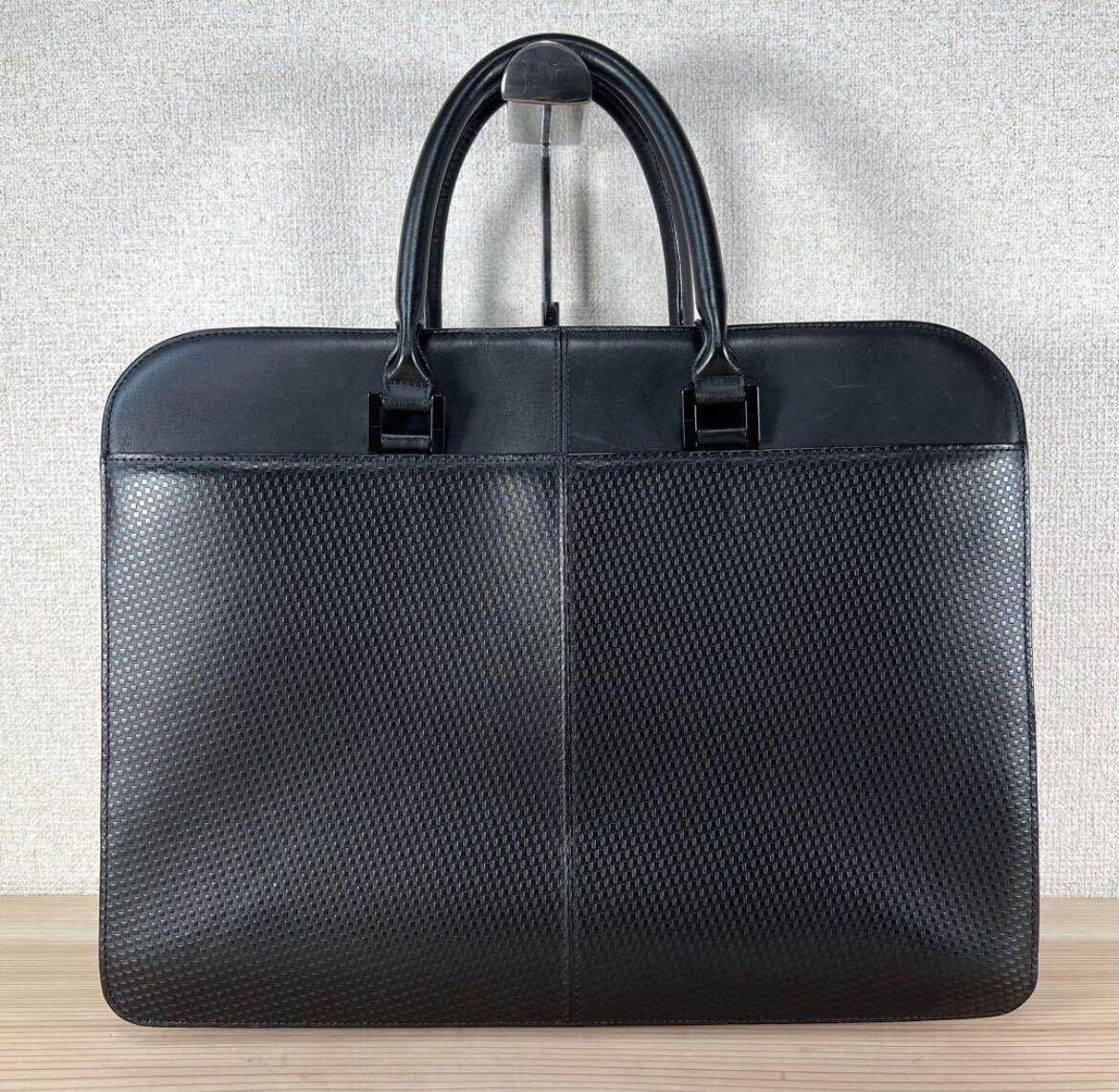 1 jpy ultimate beautiful goods Dunhill dunhill briefcase micro ti-eitoD8 original leather black 2. business bag PC A4 storage possible men's bag 7210