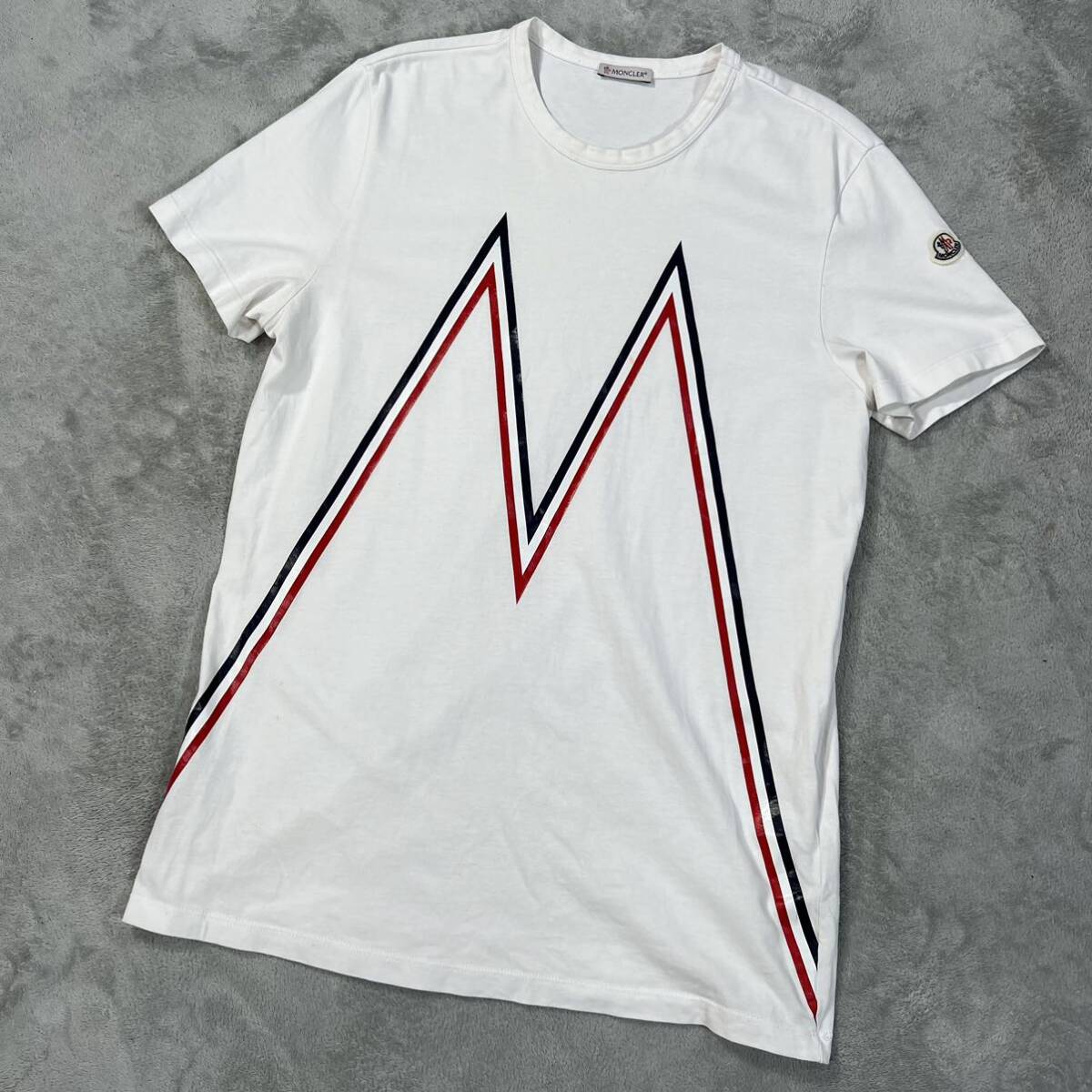 1円 美品 MONCLER モンクレール マグリア  半袖 白 Tシャツ  Lサイズ ビッグロゴ 7396の画像1