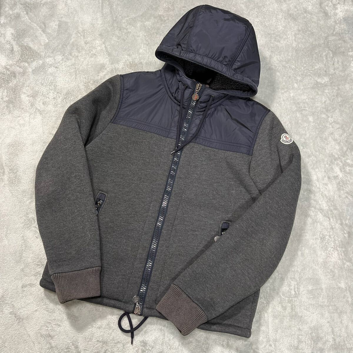 1円〜 MONCLER モンクレール MAGLIA CARDIGAN ジップパーカー フーディ グレー系 Lサイズ 7443の画像1