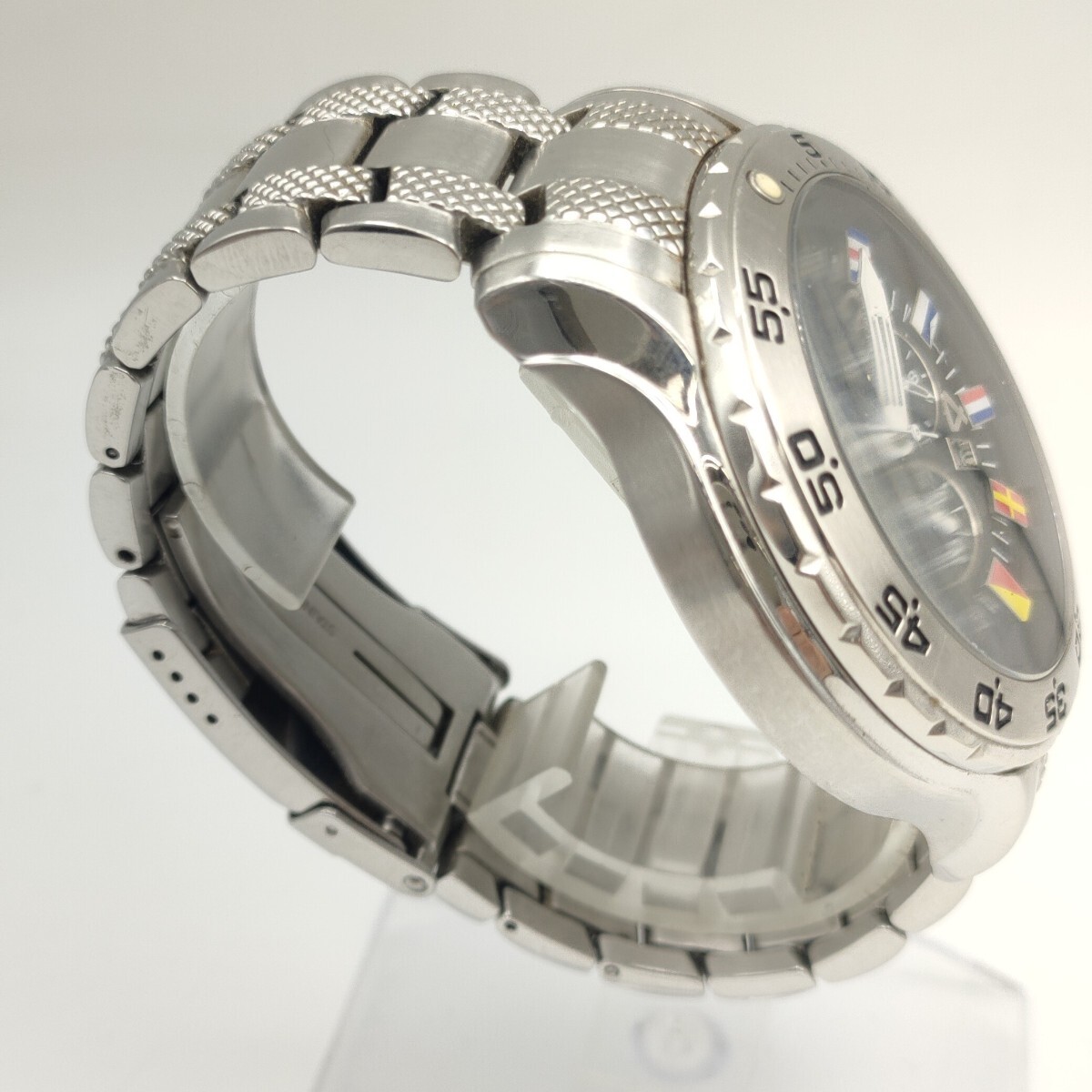 103 NAUTICA メンズ 腕時計 時計 ノーティカ A29512 クロノグラフ 黒文字盤 クオーツ クォーツ QUARTZ 3針 アナログ デイト ステンレス SCの画像4