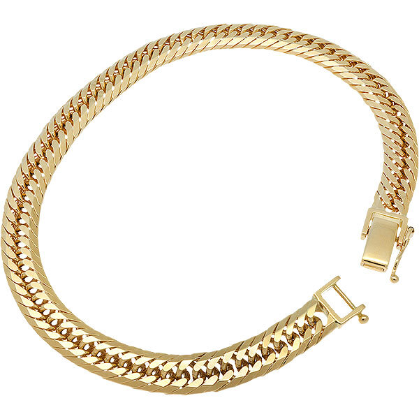 K18YG 8 surface Triple flat bracele 16.5cm 19.3g A!ki partition 18 gold yellow gold! free shipping * goods can be returned!