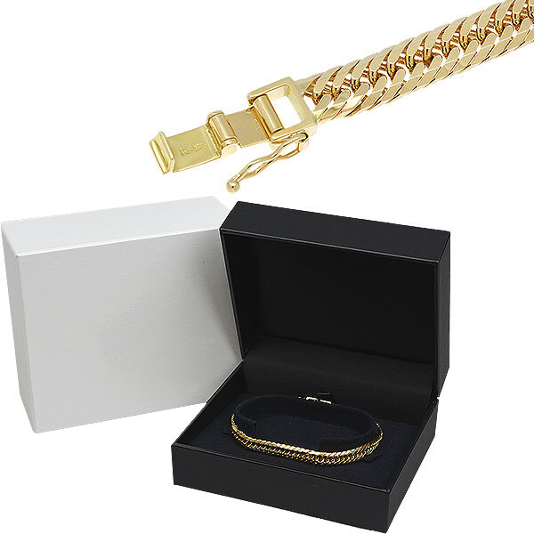 K18YG 8 surface Triple flat bracele 16.5cm 19.3g A!ki partition 18 gold yellow gold! free shipping * goods can be returned!
