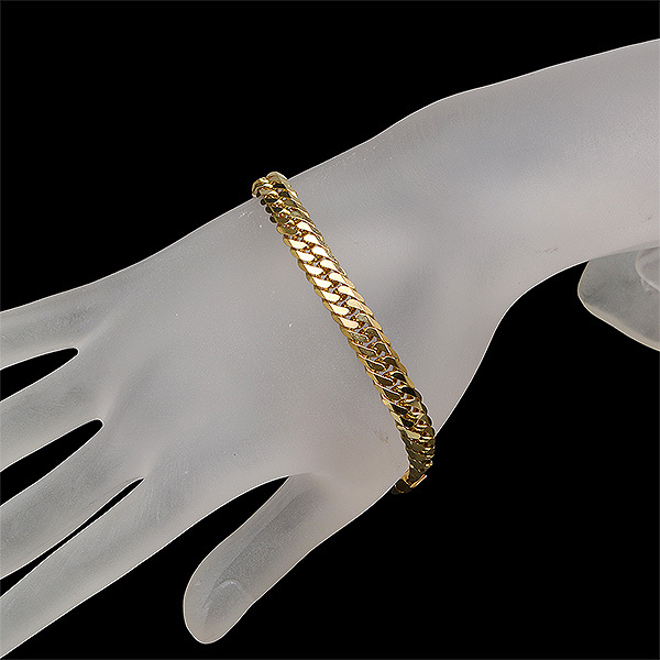 K18YG 6 surface double flat bracele 18cm 30.4g A!ki partition 18 gold yellow gold! free shipping * goods can be returned!