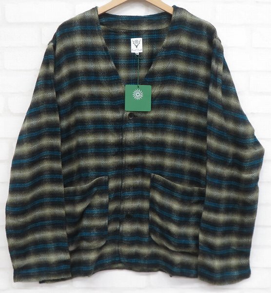 8T0753/未使用品 SOUTH2WEST8 V NECK ARMY SHIRT Acrylic Plaid NS798 サウスツーウエスト アーミーシャツ アクリルカーディガンの画像2