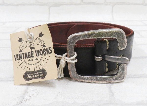2A7003-12/未使用品 Vintage Works Leather belt DH5536 ヴィンテージワークス レザーベルト 茶芯 サイズ35_画像2